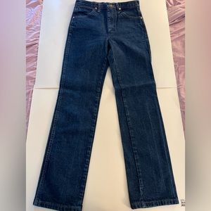 VINTAGE Wrangler Jeans Mens 29x32 Blue Denim Dark Wash Western Cowboy Straight